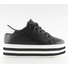 Sorte sorte sneakers med høj sål