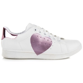 Hvide sneakers med hjerte violet
