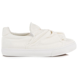 Slip-on sneakers med sløjfe hvid