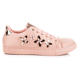 Ruskindssneakers med ornamenter lyserød