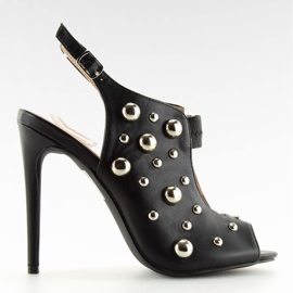 Sorte sandaler med nitter sort 708-11 Sort