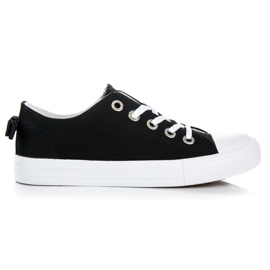 Sorte sneakers med sløjfe