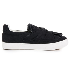 Slip-on sneakers med sløjfe sort
