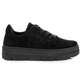 Suede sneakers på platformen sort