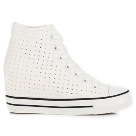 Gennembrudte kile sneakers hvid
