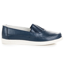 VINCEZA Slip-On Loafers i læder blå
