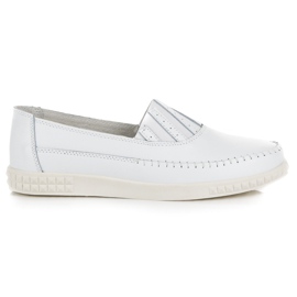 VINCEZA Slip-On Loafers i læder hvid