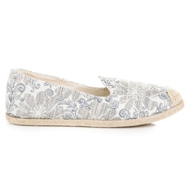 Espadriller med blomster grå