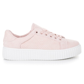 Seastar Ruskindsneakers på platformen lyserød