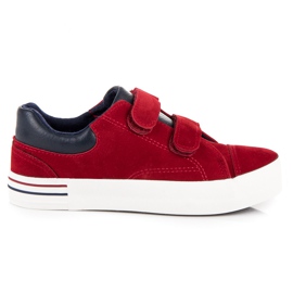 Suede velcro sneakers rød