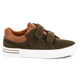 Suede Sneakers med velcro brun grøn