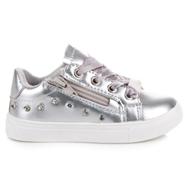 Sølv Sneakers Med Ribbon grå