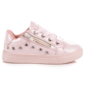 Lyserøde sneakers med bånd