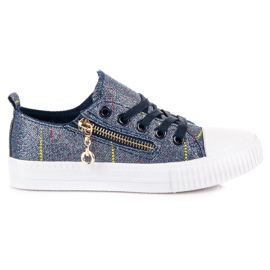 Skinnende Børns sneakers blå