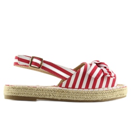 Rødstribede espadrillesandaler