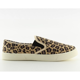 Slip-on blødt 7TX-TJ85392 leopardstof brun