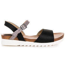 Flade vinceza-sandaler i ruskind sort