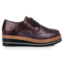 Kylie Stilfulde bordeaux wedge sko rød