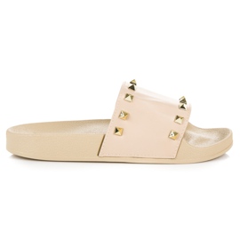 Beige hjemmesko med rhinsten