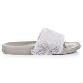 Grå flip-flops med pels
