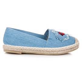 Bestelle Denim espadriller med lapper blå