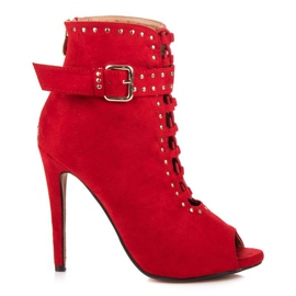 Seastar Ankelstøvler i ruskind med åben tå rød