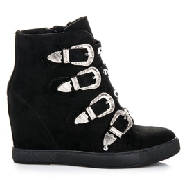 Bestelle Suede sneakers med spænder sort