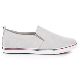 Grå ruskind slipons