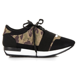 Slip-on sportssko sort brun grøn