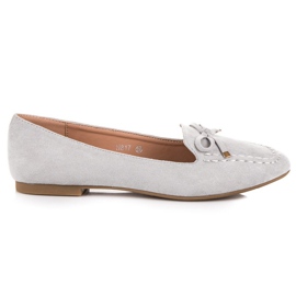 Small Swan Ruskind Loafers med sløjfe grå