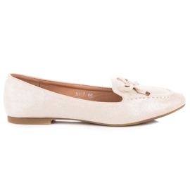 Small Swan Ruskind Loafers med sløjfe beige