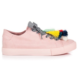 Ideal Shoes Pink sneakers med frynser lyserød