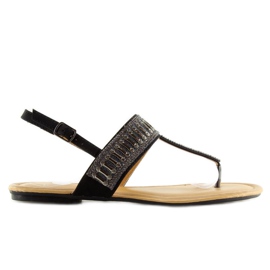Sorte sandaler med sten sort 6700 Sort