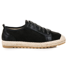Seastar Espadriller i ruskind med snørebånd sort