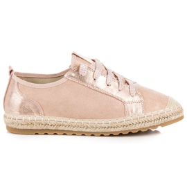 Seastar Espadriller i ruskind med snørebånd lyserød