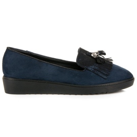 Bestelle Marineblå loafers med frynser