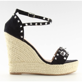 Sorte sorte espadriller på kiler