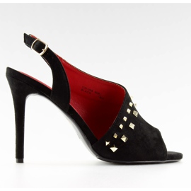 High-heeled sandaler asymmetrisk sort