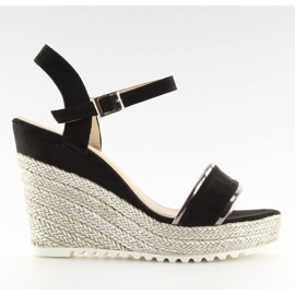 Sorte sandaler espadriller på kiler sort 6823 Sort