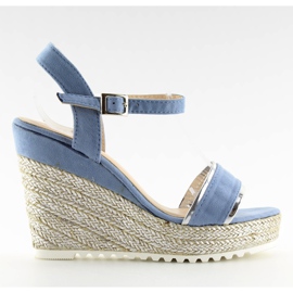 Sandaler, espadriller på kiler, blå 6823 Blå