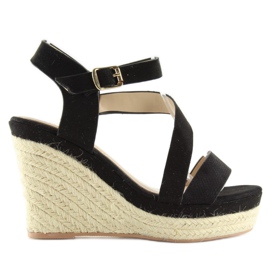 Sorte Espadriller på kiler, sort 333-8 Sort