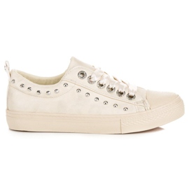 Beige sneakers med et bånd