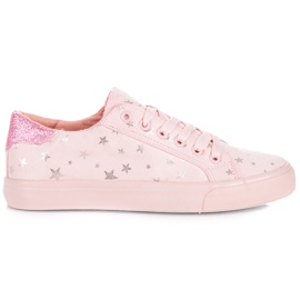 Suede sneakers med stjerner lyserød