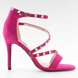 Fuchsia sandaler på høj hæl L6099 Fushia lyserød