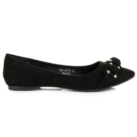 Ideal Shoes Stilfulde sorte ballerinaer