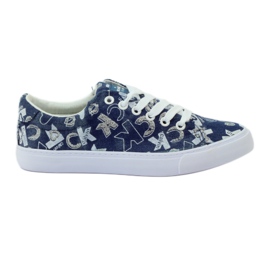 American Club Amerikanske glitter denim sneakers marine blå