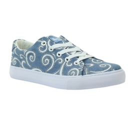 American Club LH denim sneakers med glitter blå grå