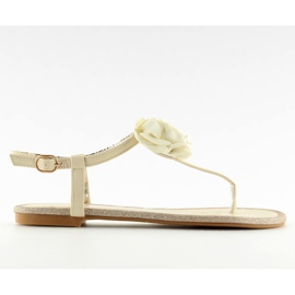 Sandaler flip-flops med beige blomst T314P Beige