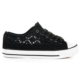 Sorte sneakers med blonder