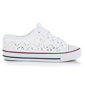 Hvide sneakers med blonder